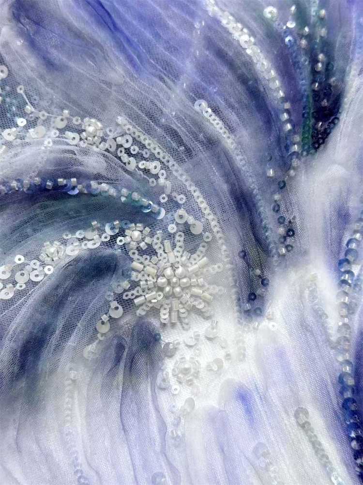 Embellished Beaded Tulle Lace Fabric with Beads | GTIN HN366