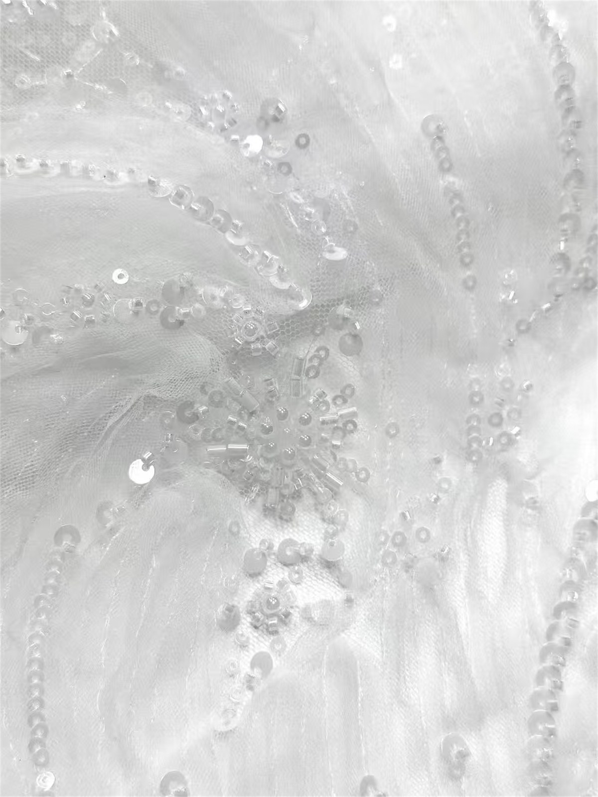 Embellished Beaded Tulle Lace Fabric with Beads | GTIN HN366