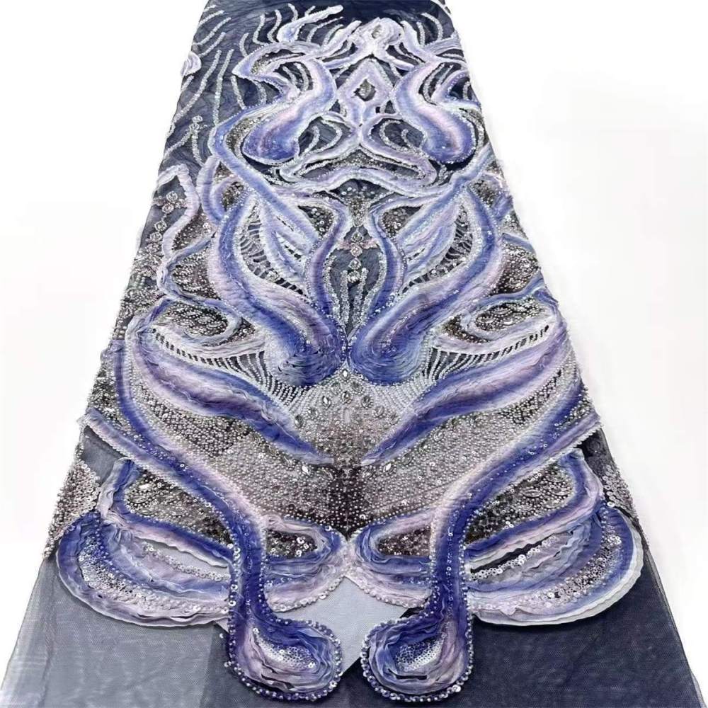Embellished Beaded Tulle Lace Fabric with Beads | GTIN HN367