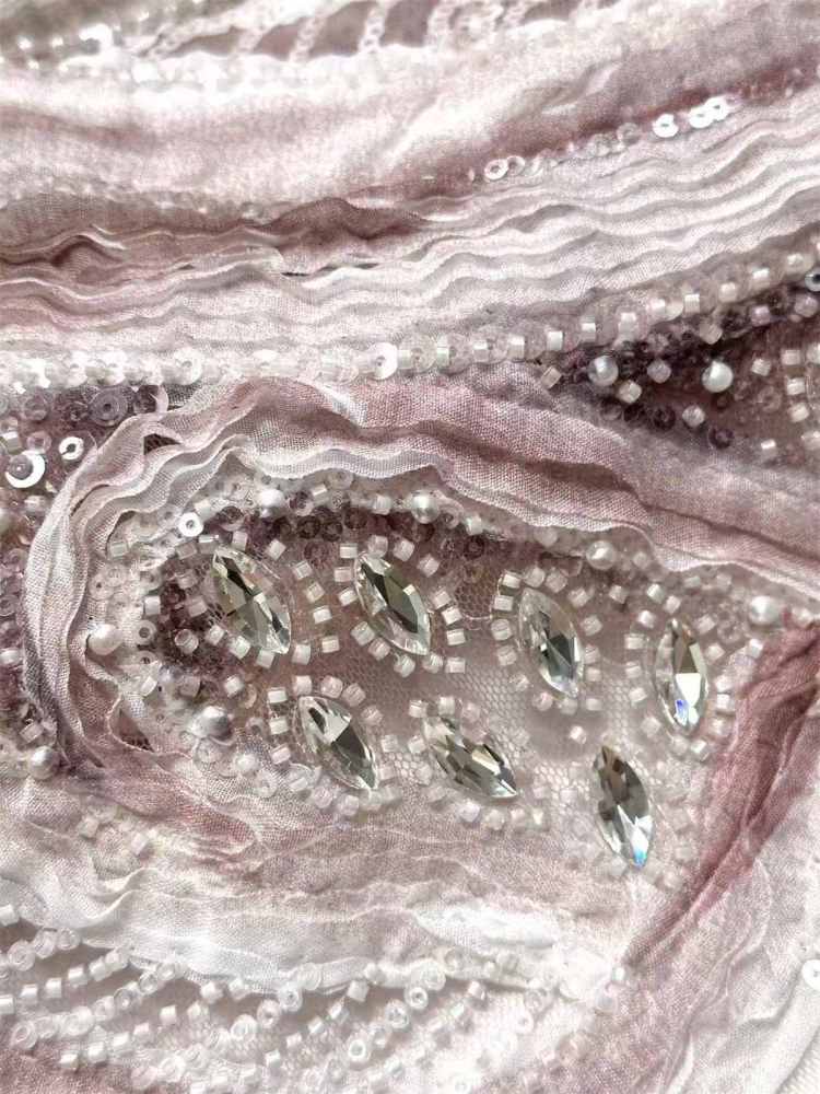 Embellished Beaded Tulle Lace Fabric with Beads | GTIN HN367