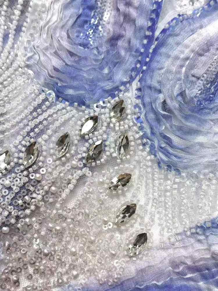 Embellished Beaded Tulle Lace Fabric with Beads | GTIN HN367
