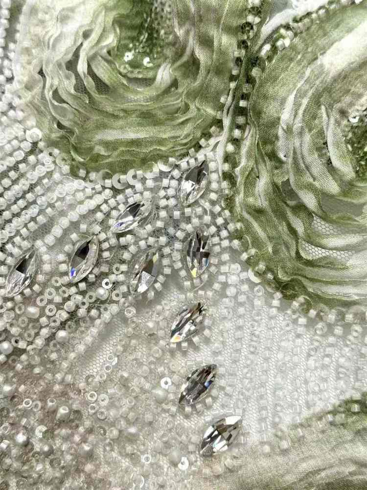 Embellished Beaded Tulle Lace Fabric with Beads | GTIN HN367