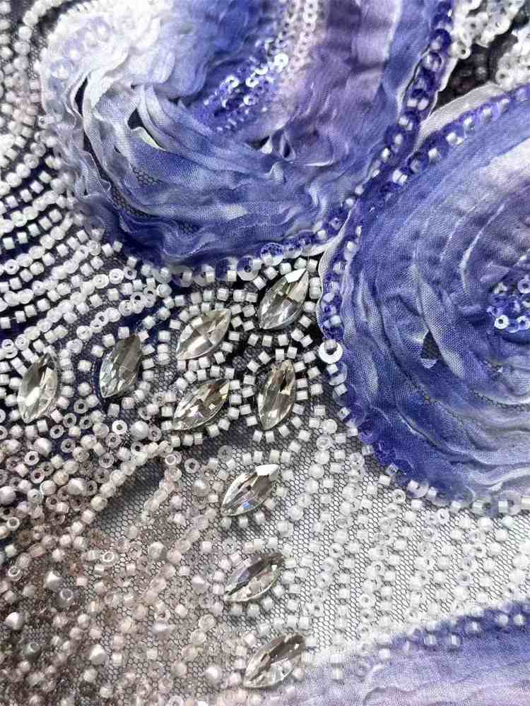 Embellished Beaded Tulle Lace Fabric with Beads | GTIN HN367
