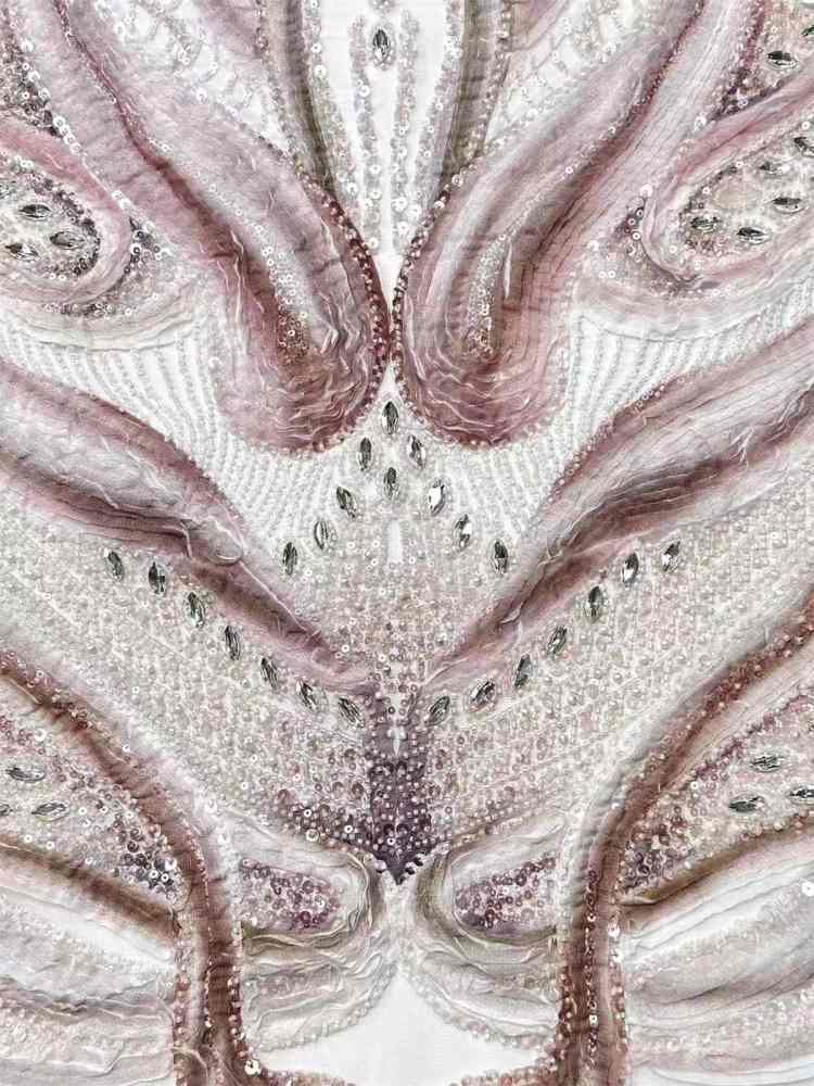 Embellished Beaded Tulle Lace Fabric with Beads | GTIN HN367