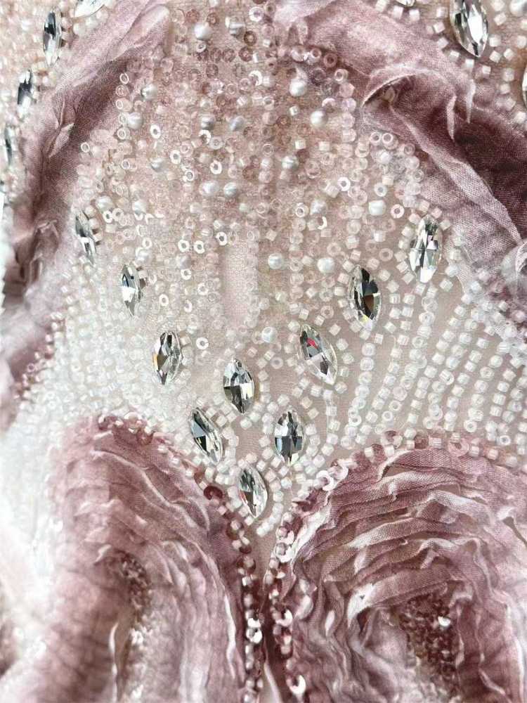 Embellished Beaded Tulle Lace Fabric with Beads | GTIN HN367