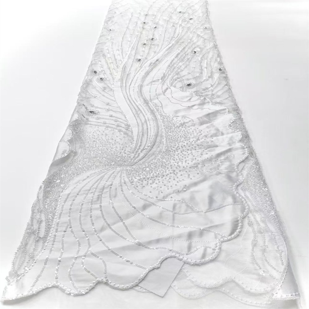 Embellished Beaded Tulle Lace Fabric with Beads | GTIN HN370