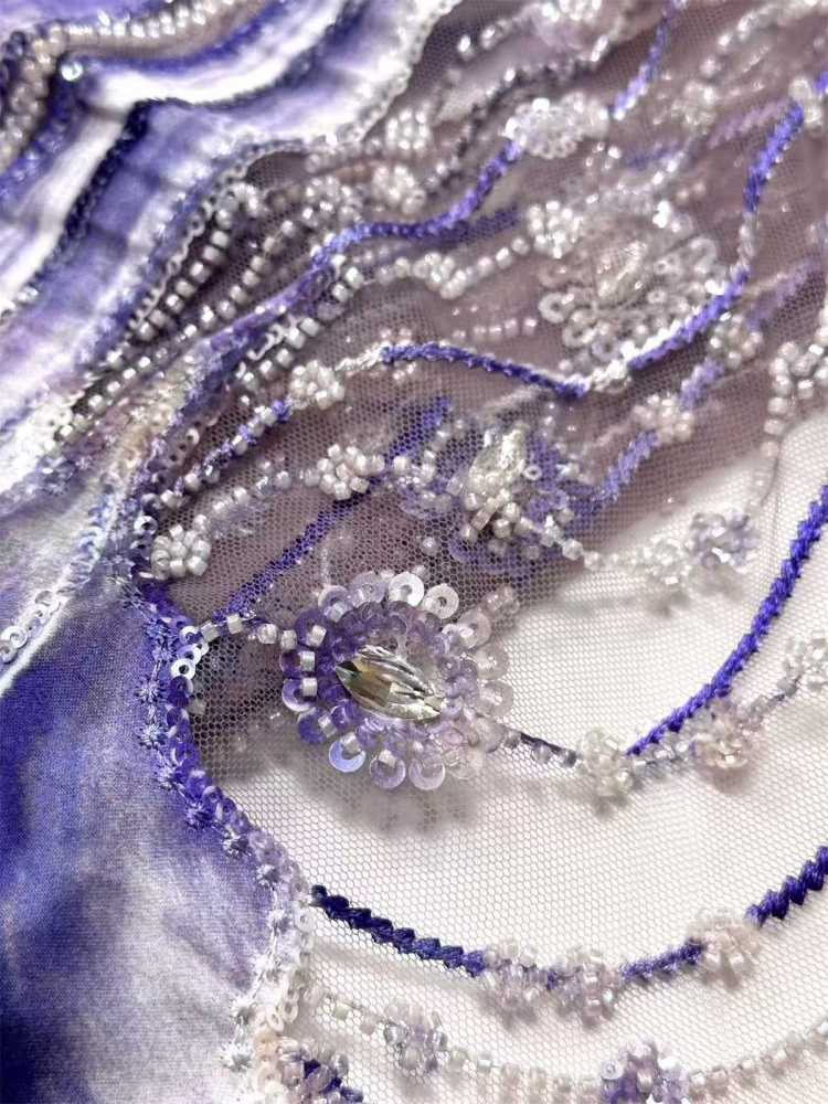Embellished Beaded Tulle Lace Fabric with Beads | GTIN HN370
