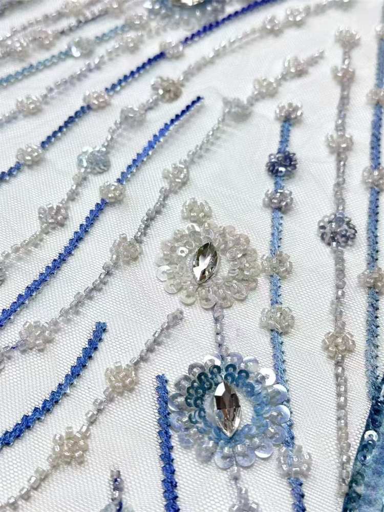 Embellished Beaded Tulle Lace Fabric with Beads | GTIN HN370