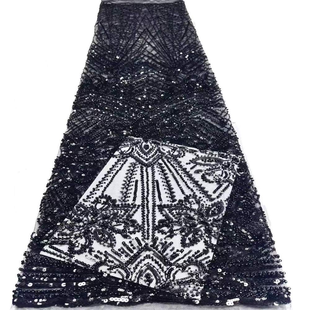 Embellished Beaded Tulle Lace Fabric with Beads | GTIN HN374