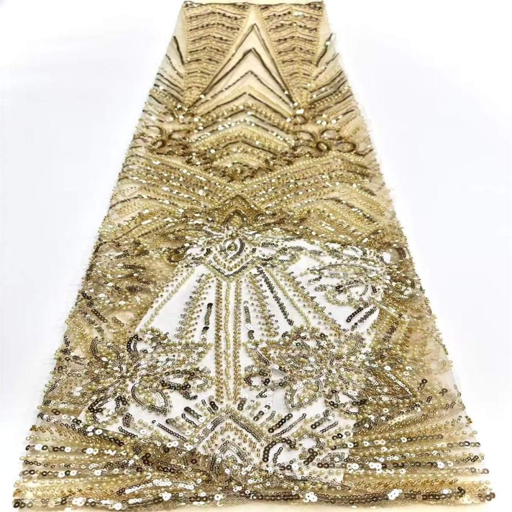 Embellished Beaded Tulle Lace Fabric with Beads | GTIN HN374