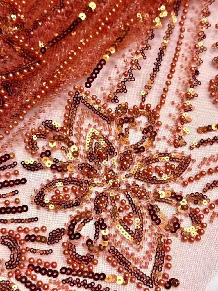 Embellished Beaded Tulle Lace Fabric with Beads | GTIN HN374