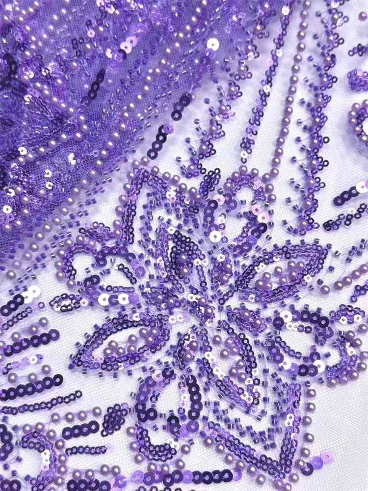 Embellished Beaded Tulle Lace Fabric with Beads | GTIN HN374