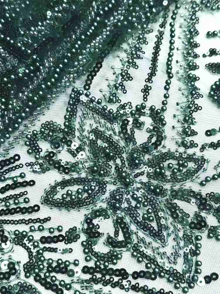 Embellished Beaded Tulle Lace Fabric with Beads | GTIN HN374