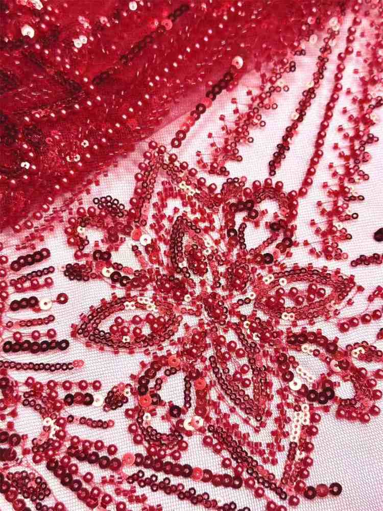 Embellished Beaded Tulle Lace Fabric with Beads | GTIN HN374