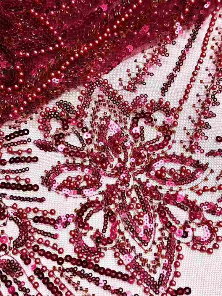 Embellished Beaded Tulle Lace Fabric with Beads | GTIN HN374