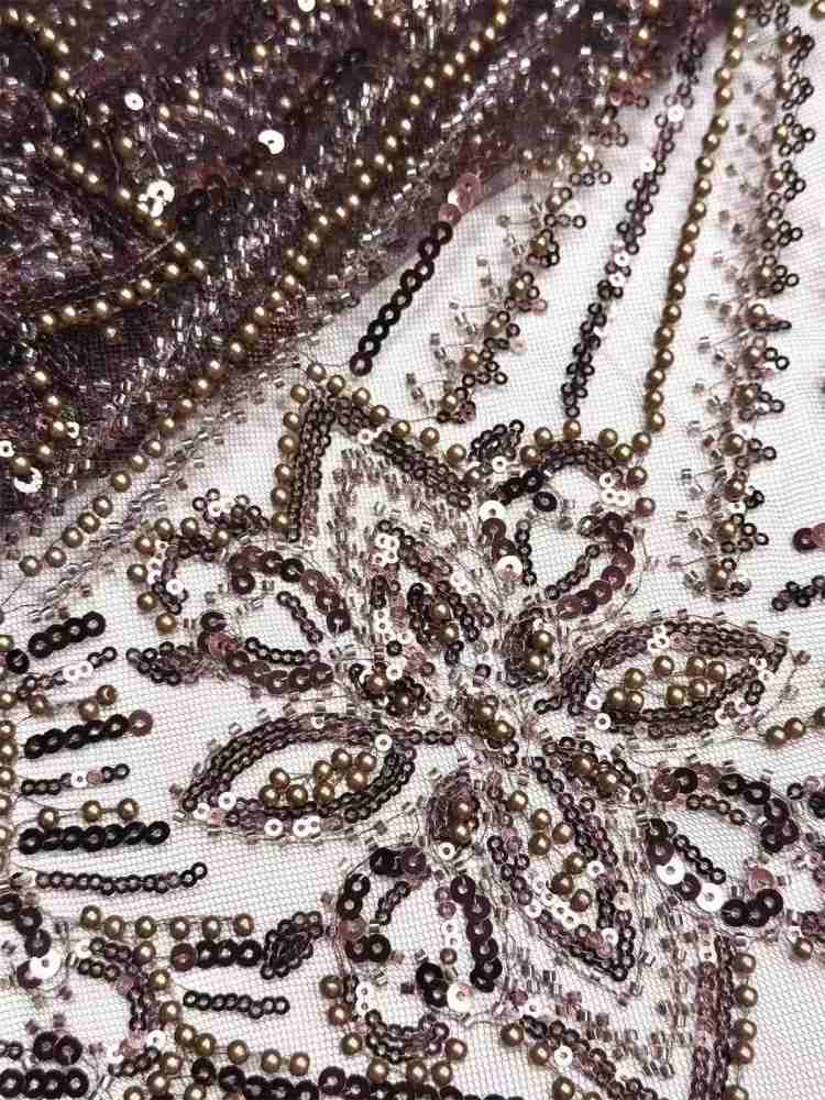Embellished Beaded Tulle Lace Fabric with Beads | GTIN HN374