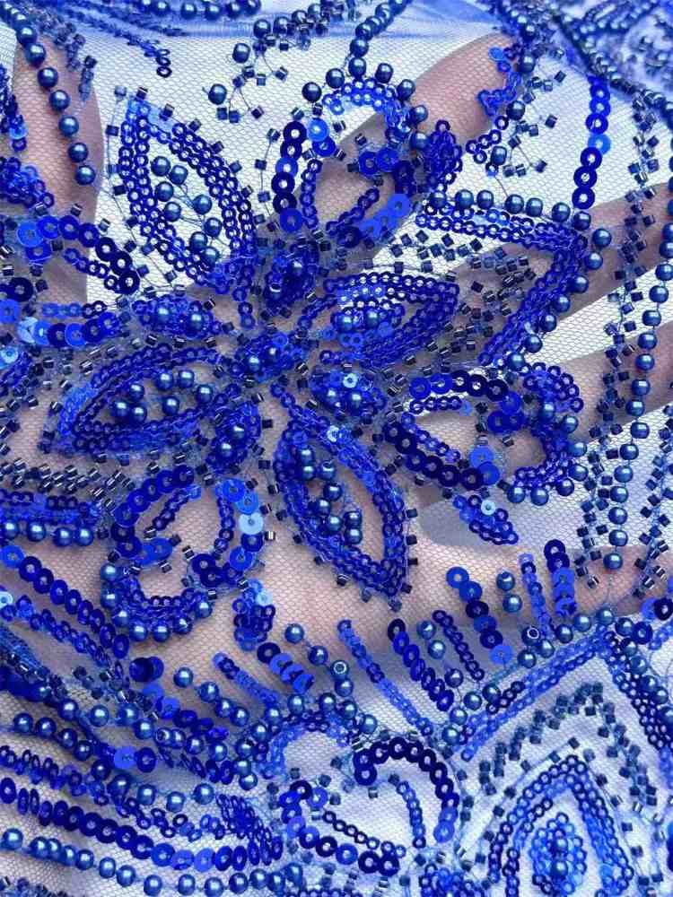 Embellished Beaded Tulle Lace Fabric with Beads | GTIN HN374