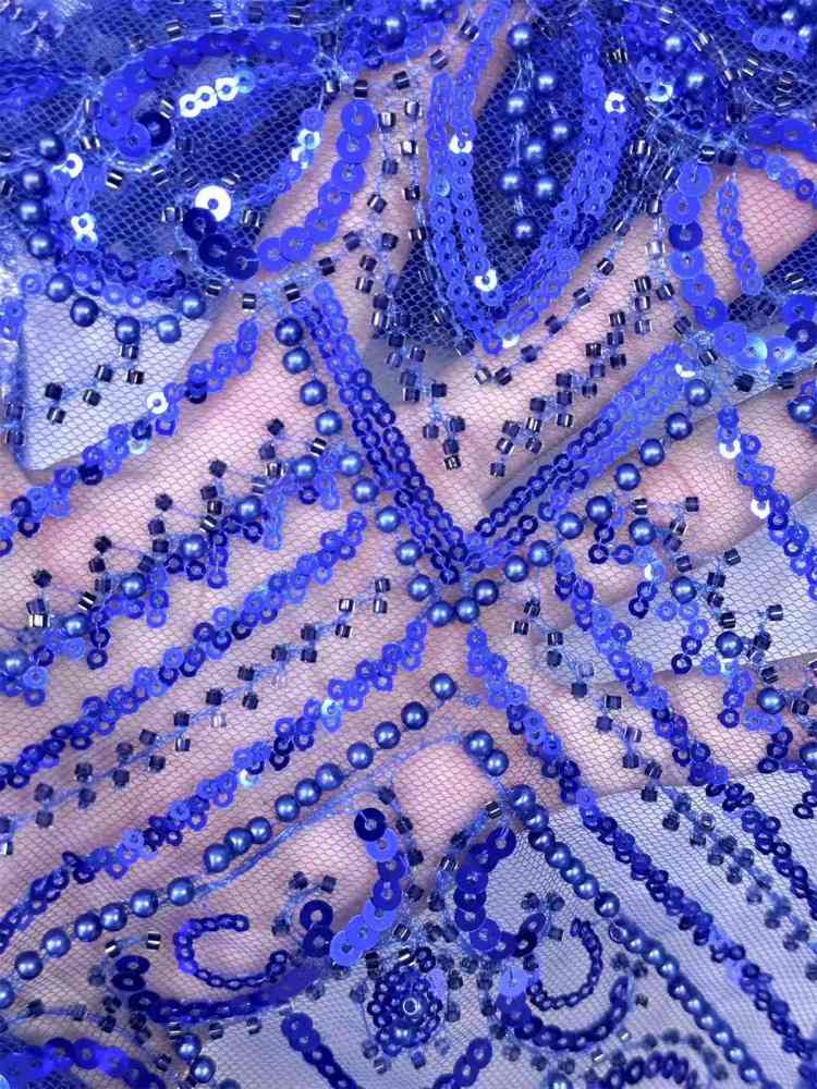 Embellished Beaded Tulle Lace Fabric with Beads | GTIN HN374