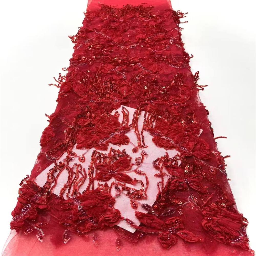 Embellished Beaded Tulle Lace Fabric with Beads | GTIN HN378