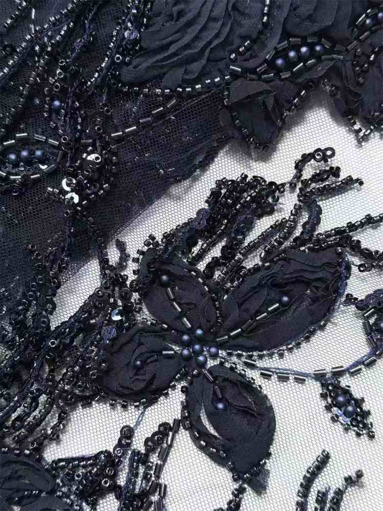 Embellished Beaded Tulle Lace Fabric with Beads | GTIN HN378