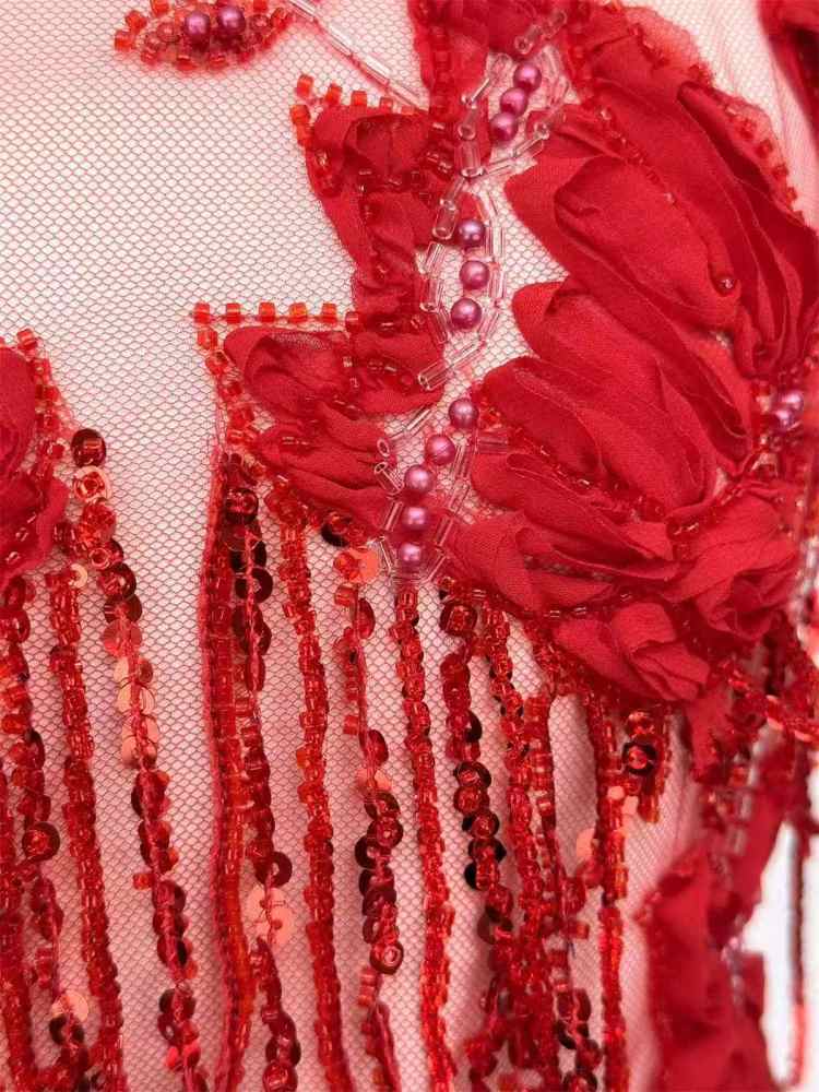 Embellished Beaded Tulle Lace Fabric with Beads | GTIN HN378