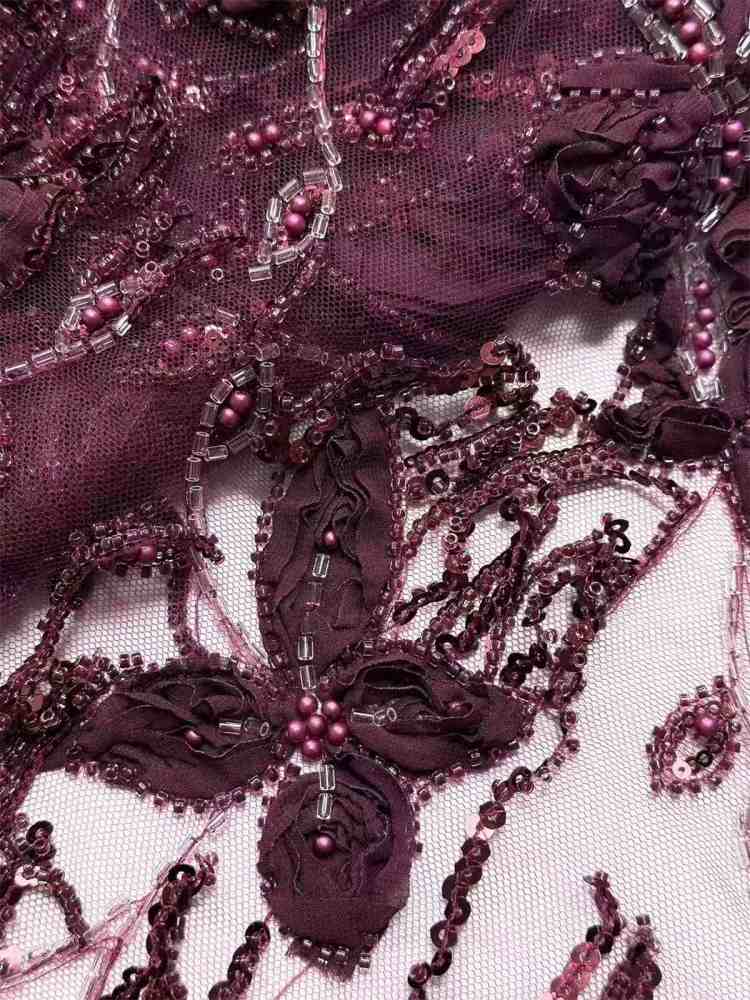 Embellished Beaded Tulle Lace Fabric with Beads | GTIN HN378