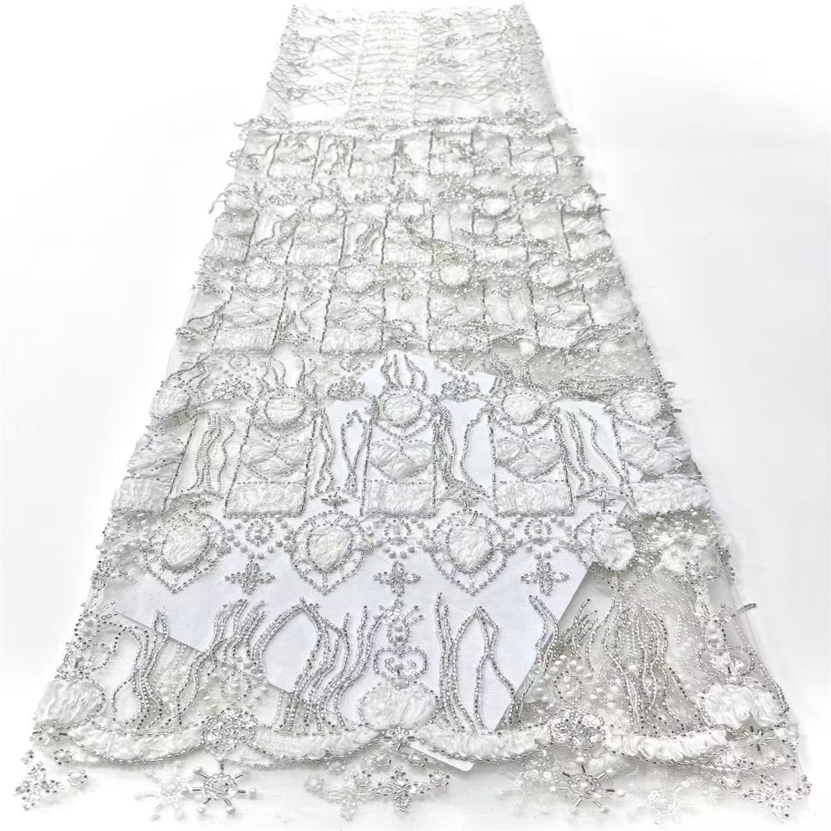 Embellished Beaded Tulle Lace Fabric with Beads | GTIN