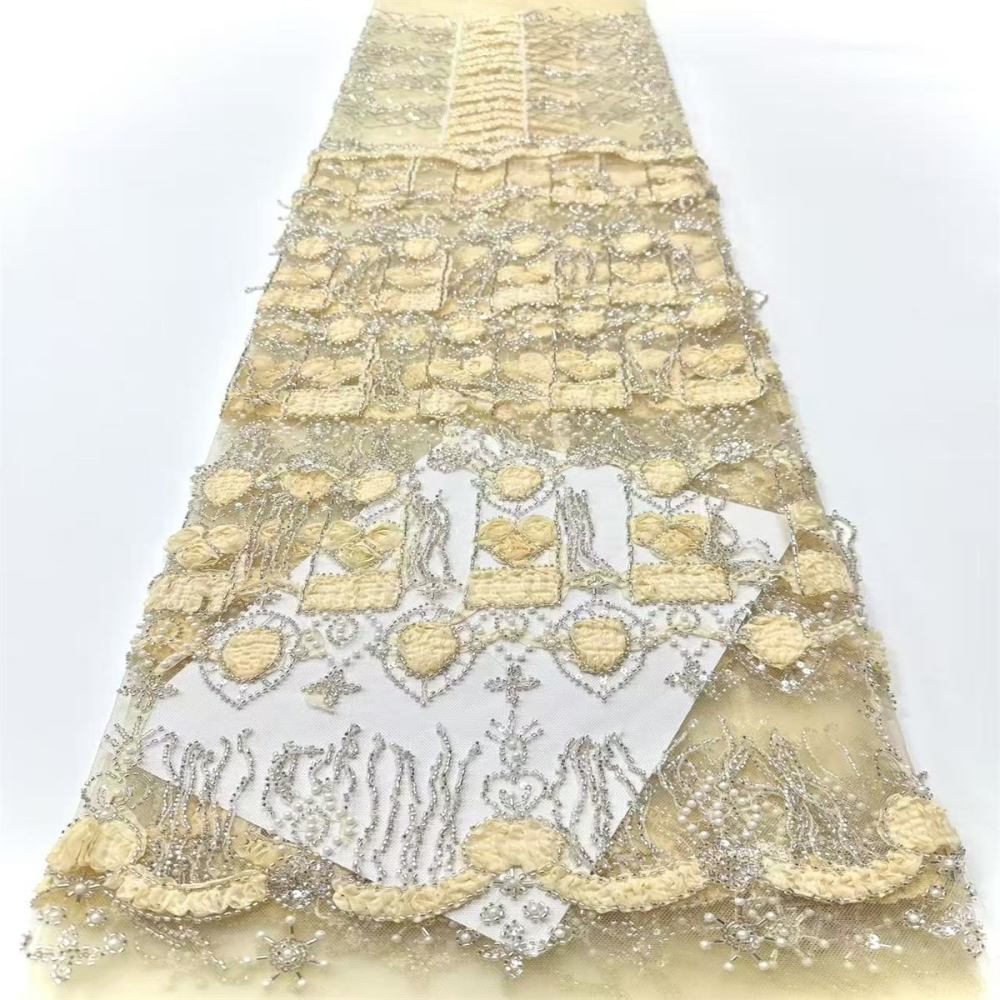 Embellished Beaded Tulle Lace Fabric with Beads | GTIN