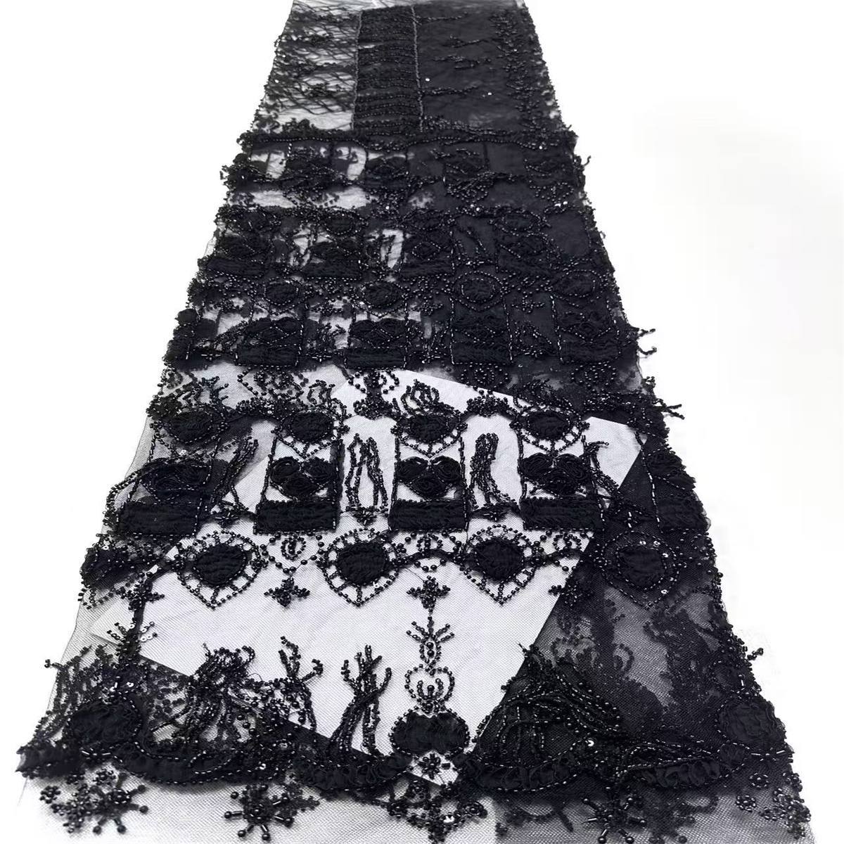Embellished Beaded Tulle Lace Fabric with Beads | GTIN