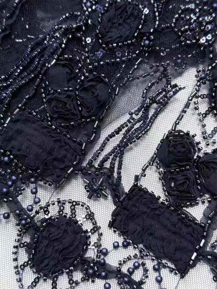 Embellished Beaded Tulle Lace Fabric with Beads | GTIN