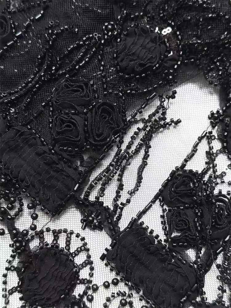 Embellished Beaded Tulle Lace Fabric with Beads | GTIN