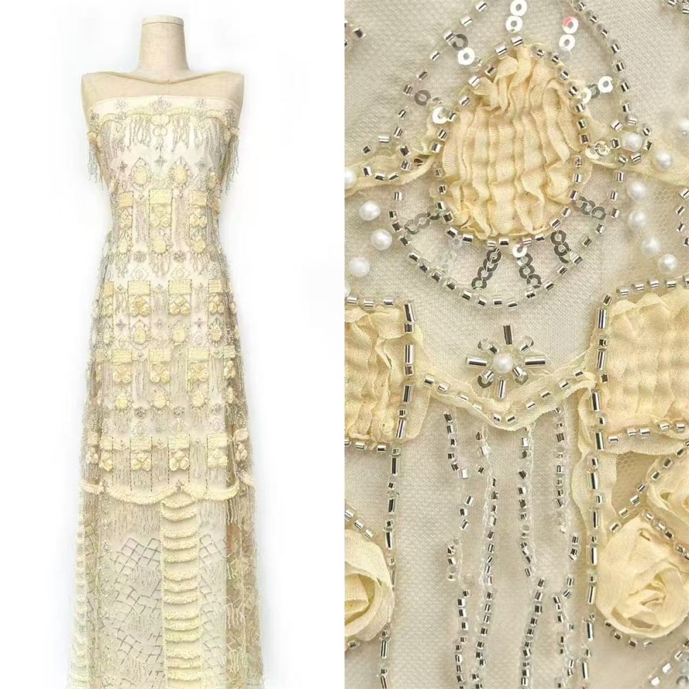 Embellished Beaded Tulle Lace Fabric with Beads | GTIN