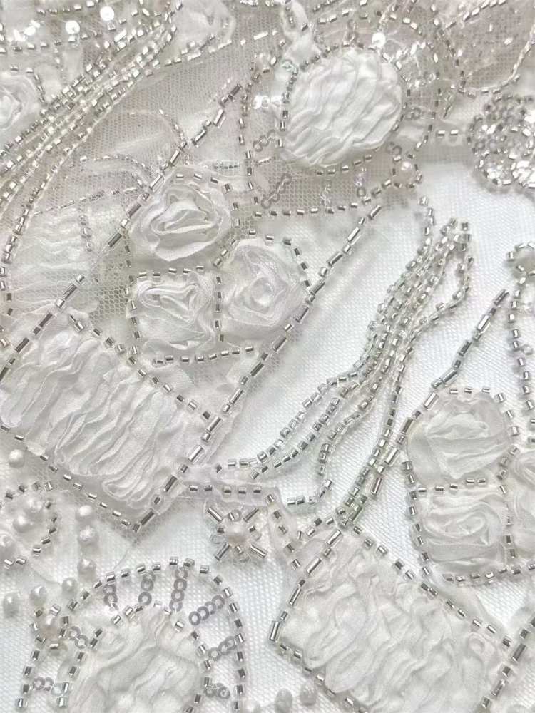 Embellished Beaded Tulle Lace Fabric with Beads | GTIN