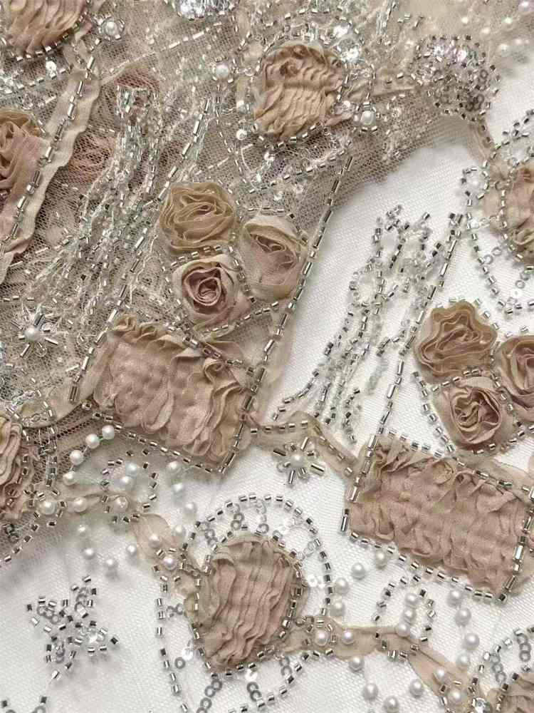Embellished Beaded Tulle Lace Fabric with Beads | GTIN
