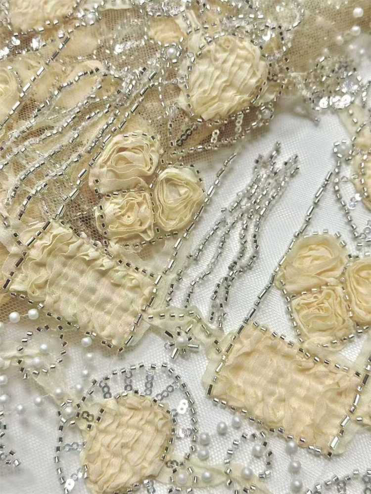 Embellished Beaded Tulle Lace Fabric with Beads | GTIN