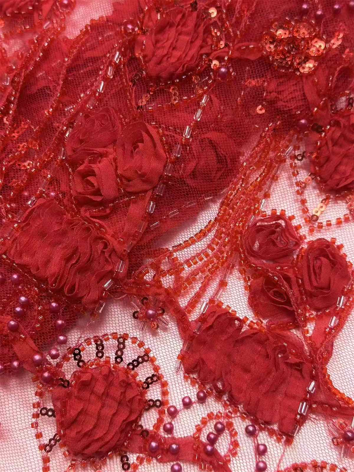 Embellished Beaded Tulle Lace Fabric with Beads | GTIN