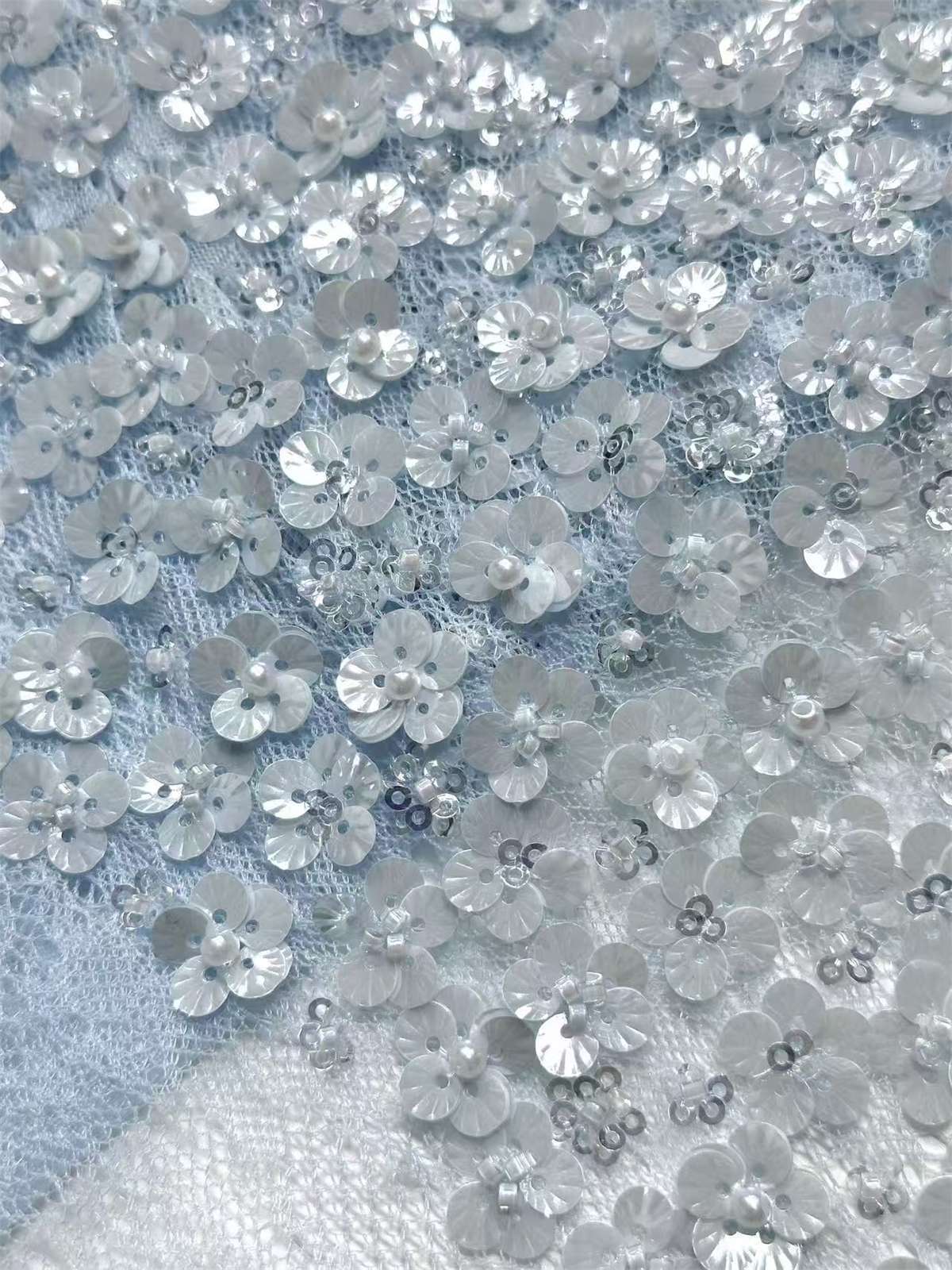 Beaded Tulle Fabric - 5 Yards - Embellished with Beads | MOD HN380