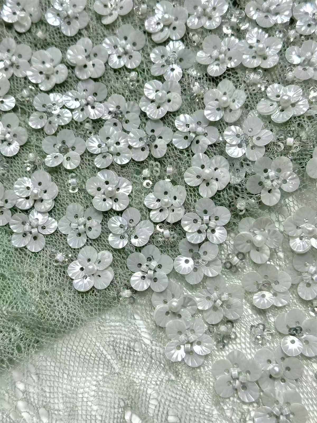 Beaded Tulle Fabric - 5 Yards - Embellished with Beads | MOD HN380