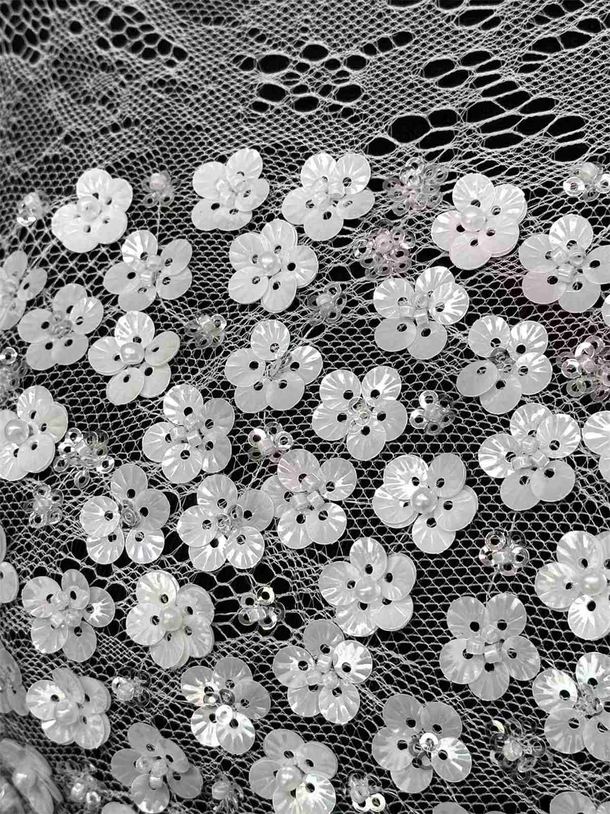 Beaded Tulle Fabric - 5 Yards - Embellished with Beads | MOD HN380