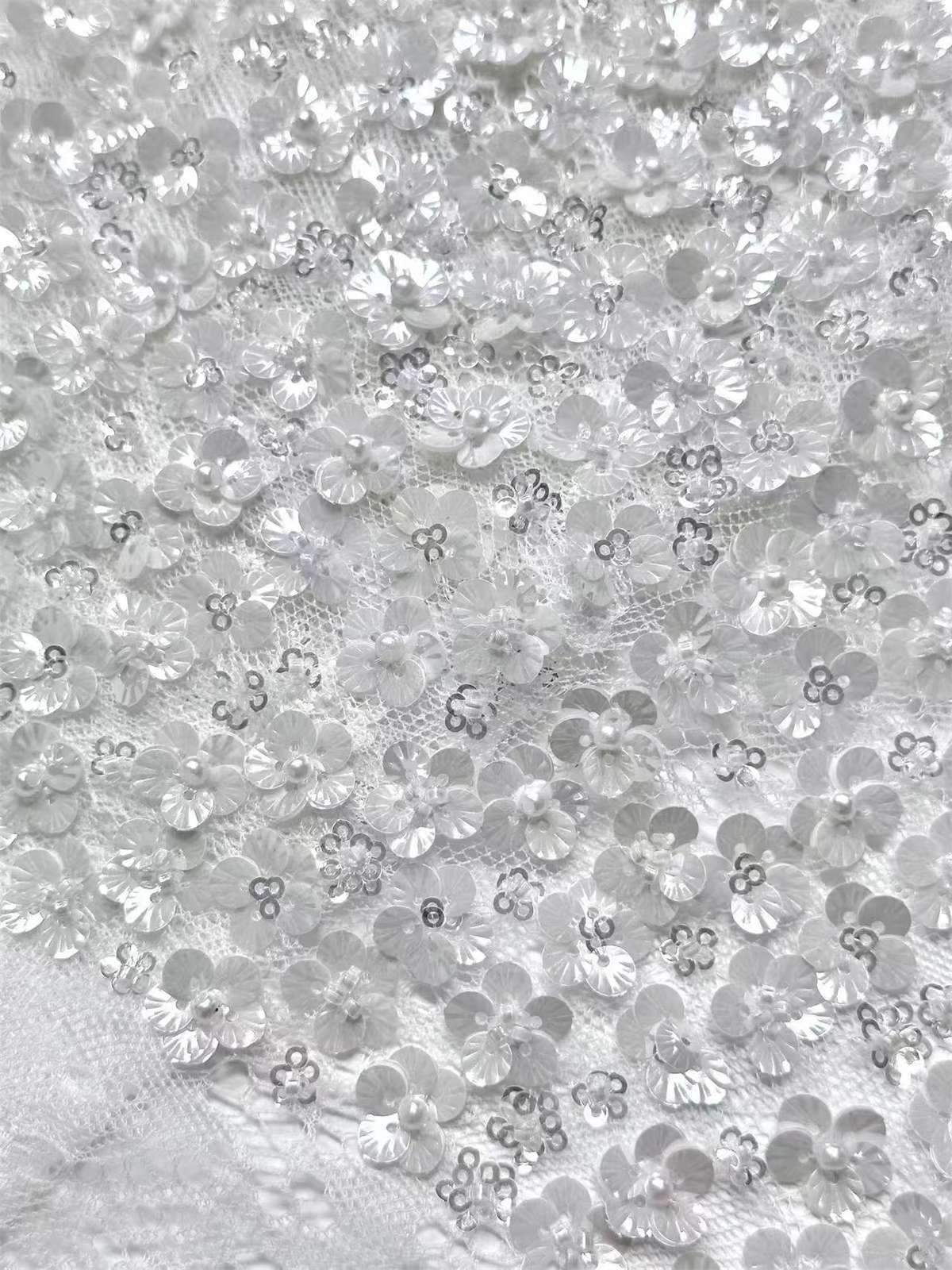 Beaded Tulle Fabric - 5 Yards - Embellished with Beads | MOD HN380