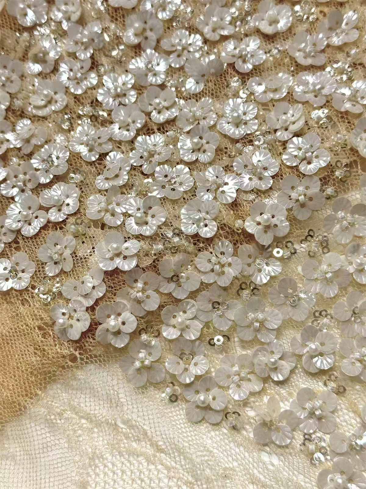 Beaded Tulle Fabric - 5 Yards - Embellished with Beads | MOD HN380