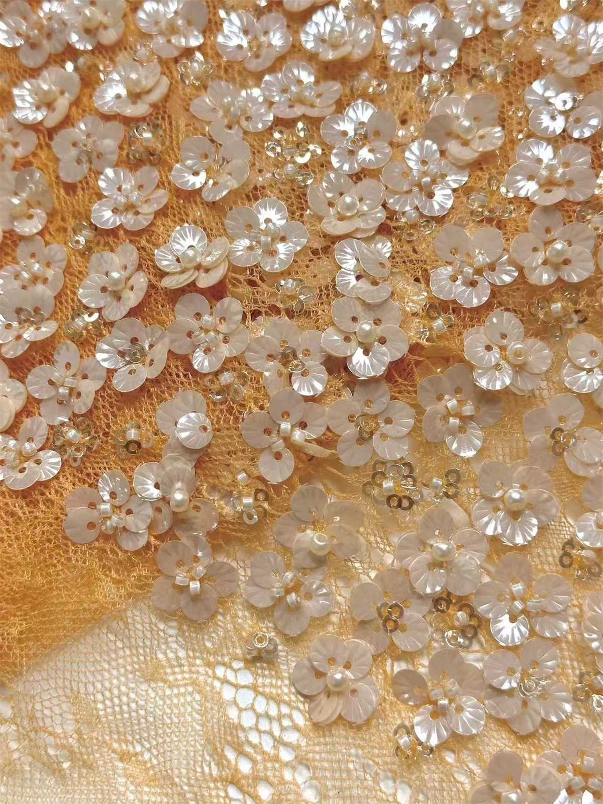 Beaded Tulle Fabric - 5 Yards - Embellished with Beads | MOD HN380