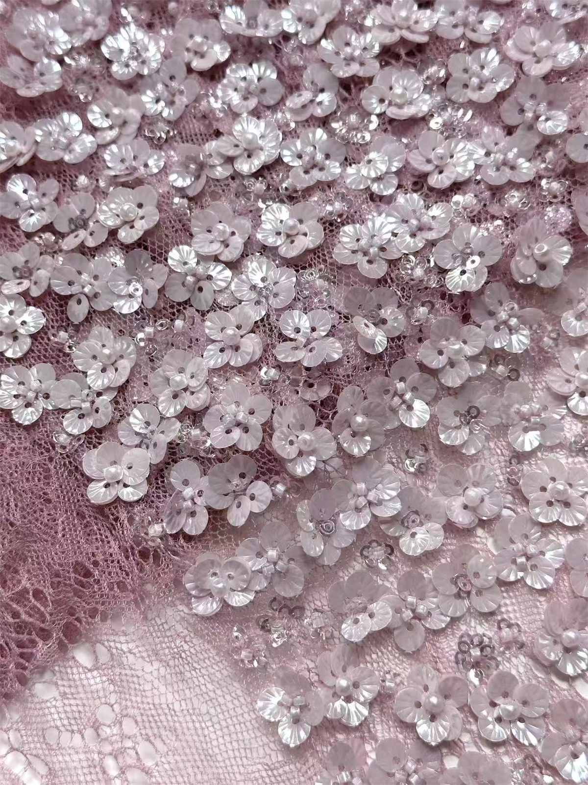 Beaded Tulle Fabric - 5 Yards - Embellished with Beads | MOD HN380