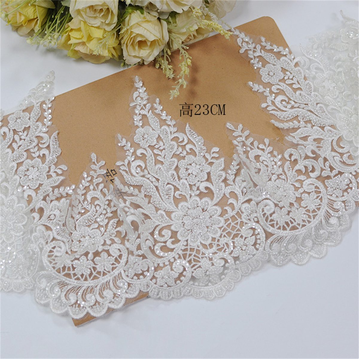 Bridal Lace Trim - Embroidered Beaded Wedding Lace Trim | GTIN XB121