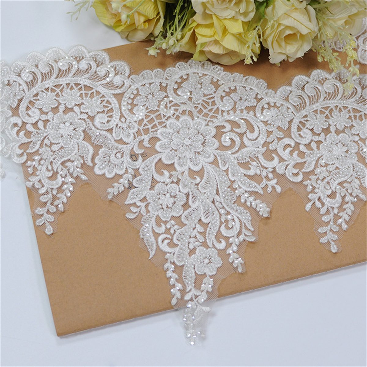 Bridal Lace Trim - Embroidered Beaded Wedding Lace Trim | GTIN XB121