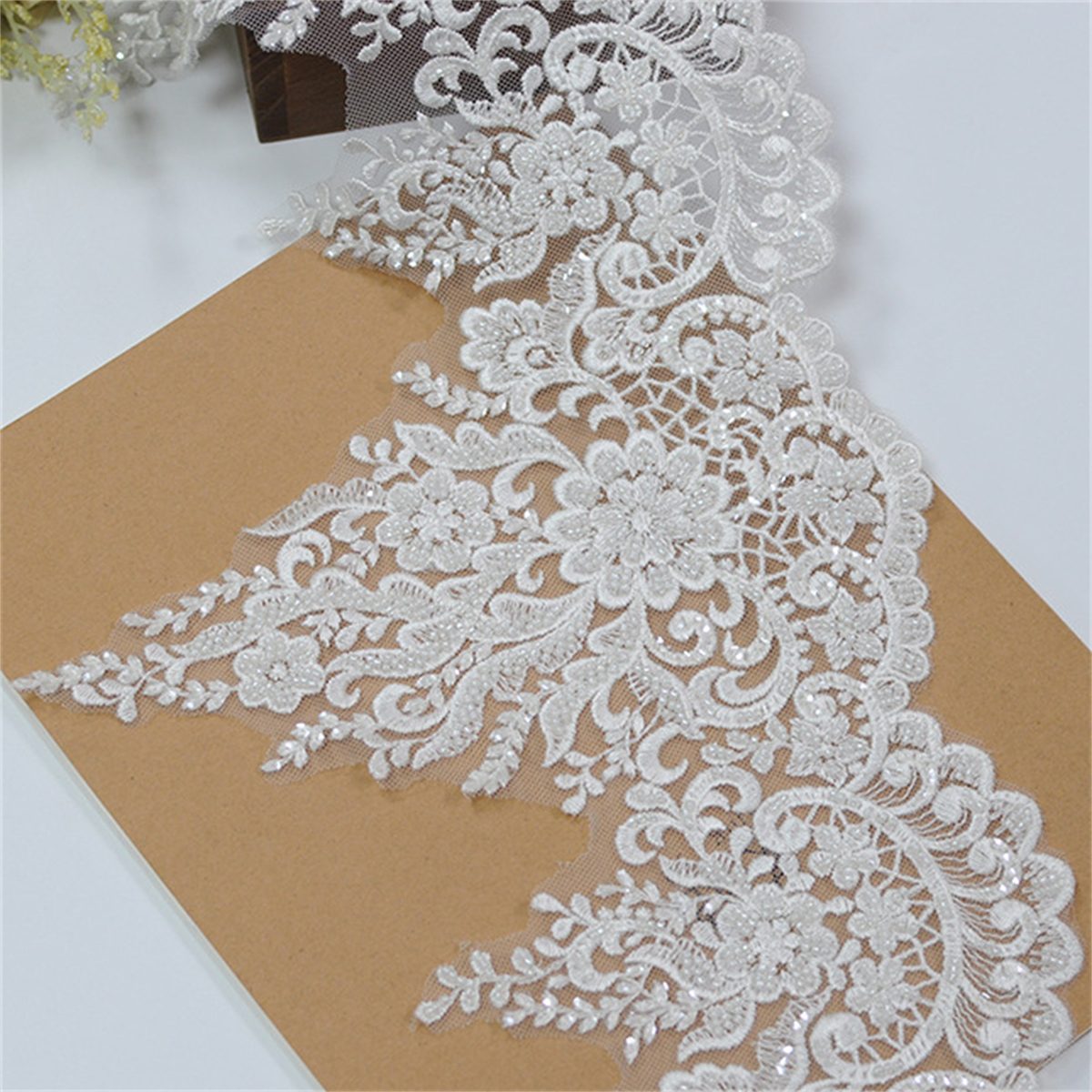 Bridal Lace Trim - Embroidered Beaded Wedding Lace Trim | GTIN XB121