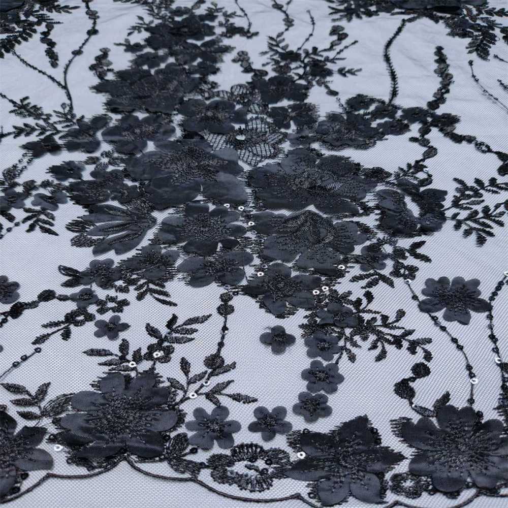 3D Floral Embroidered Sequin Lace Fabric | GTIN JS001B