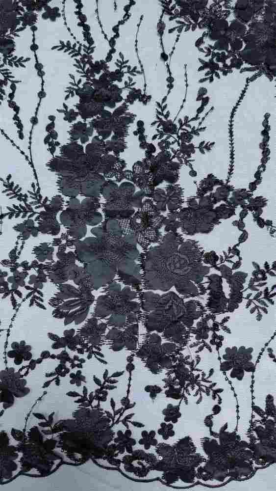 3D Floral Embroidered Sequin Lace Fabric | GTIN JS001B