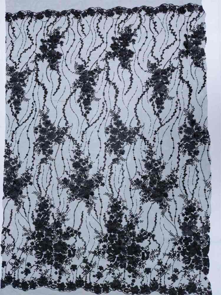 3D Floral Embroidered Sequin Lace Fabric | GTIN JS001B
