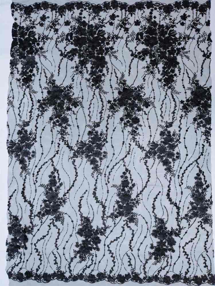 3D Floral Embroidered Sequin Lace Fabric | GTIN JS001B
